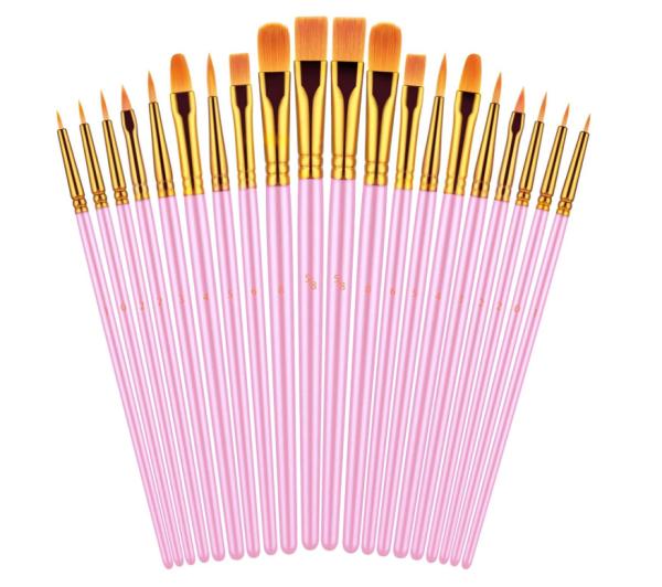 Cumtomized Pink Color Artist Paint Brush Set , Acrylic Oil Watercolor Paint