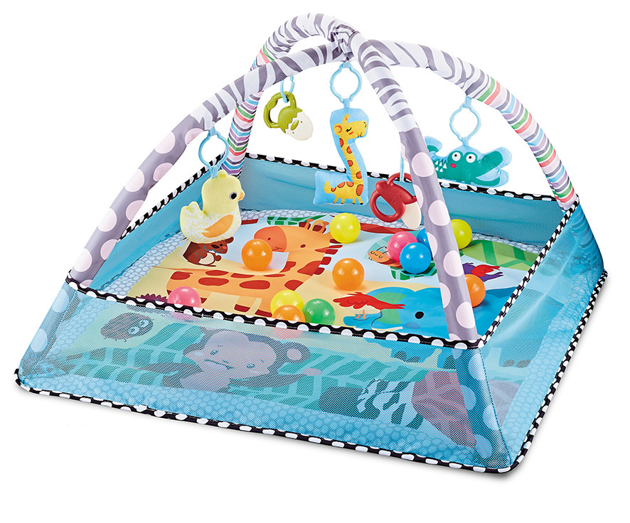 Baby Play Gym Mat with Ball Pit Activity Gym Center Tummy Time Mat Thickened Mat Sensory Exploration Motor Skill Develop