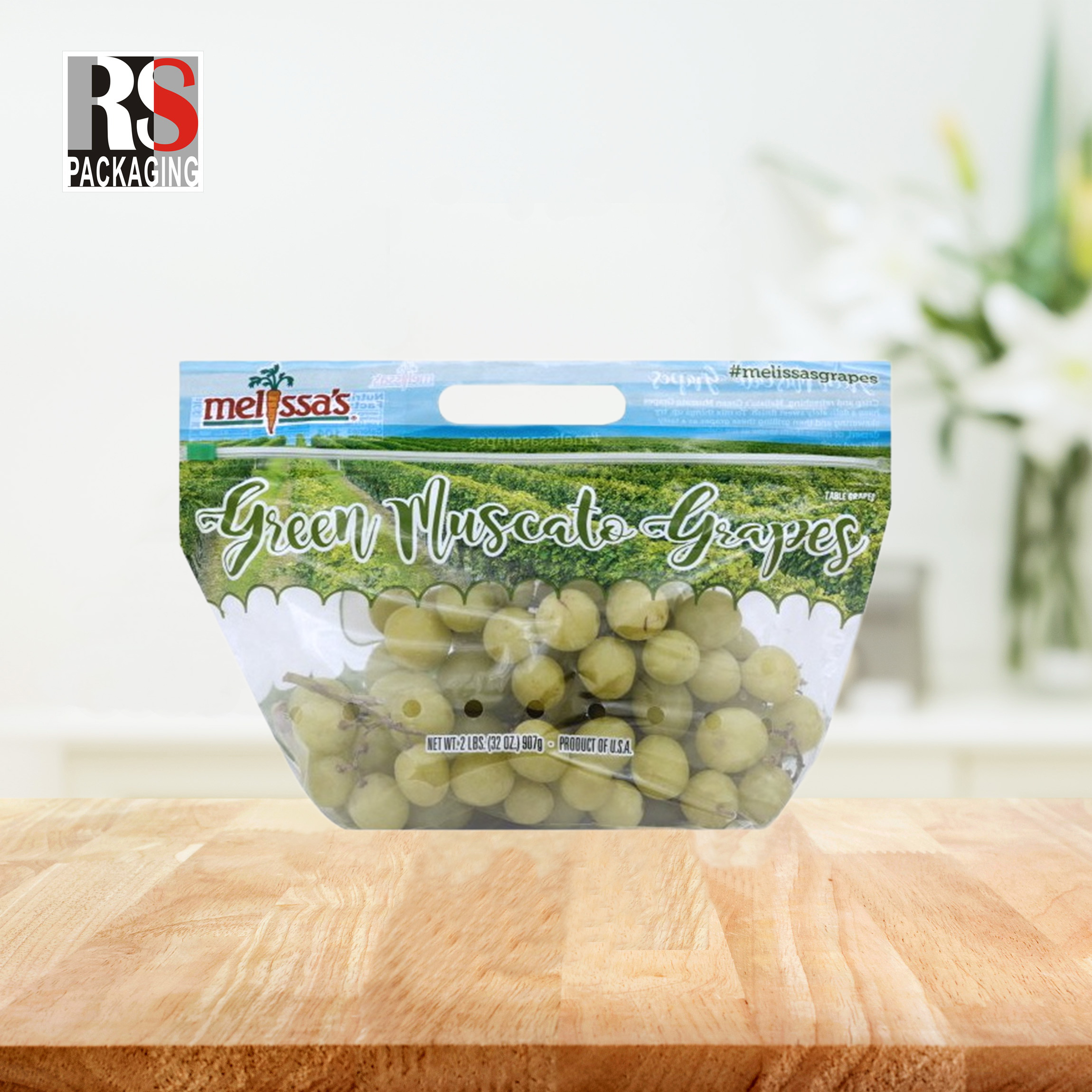 Customized Transparent Vegetable Packaging Bags For Hydroponic Live Basil And Lettuce