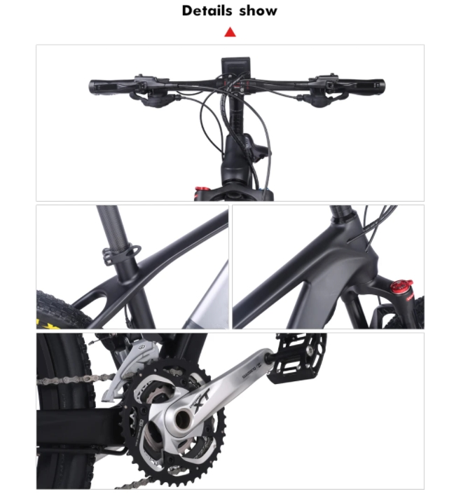 30 - 50Nm Torque Carbon Fibre Electric Mountain Bike With 250W Rear Hub Motor 27 Speed