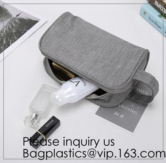 Wholesale Men Vintage Zipper Cosmetic Bag Leather Wash Cotton Canvas Makeup Bag Toiletry Bag, bagease, bagplastics