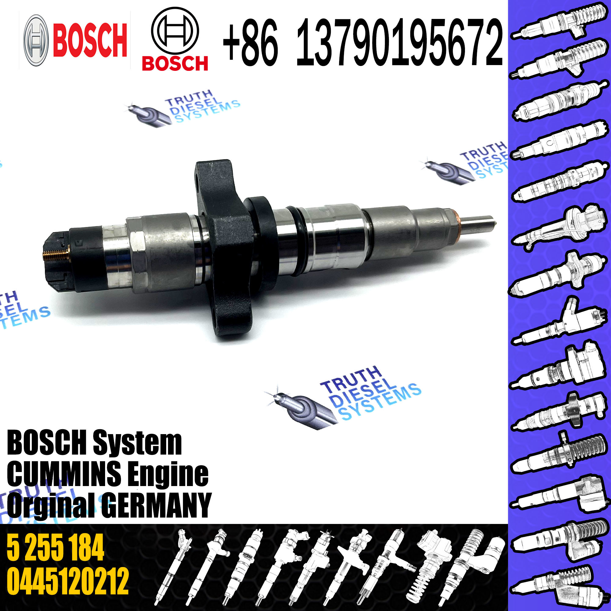 Common Rail Feul Injector 0445 120 212 0445120212 5255184 for Cummins ISB5.9 Diesel Engine