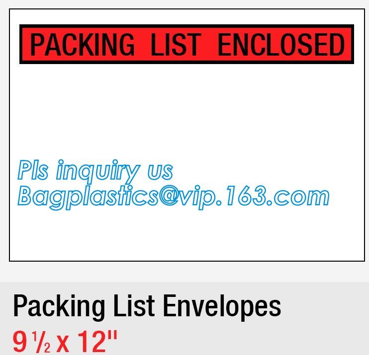 PP film 178*140mm invoice enclosed packing list envelopes, DHL Shipping pockets for waybill, A4 size plastic packing lis