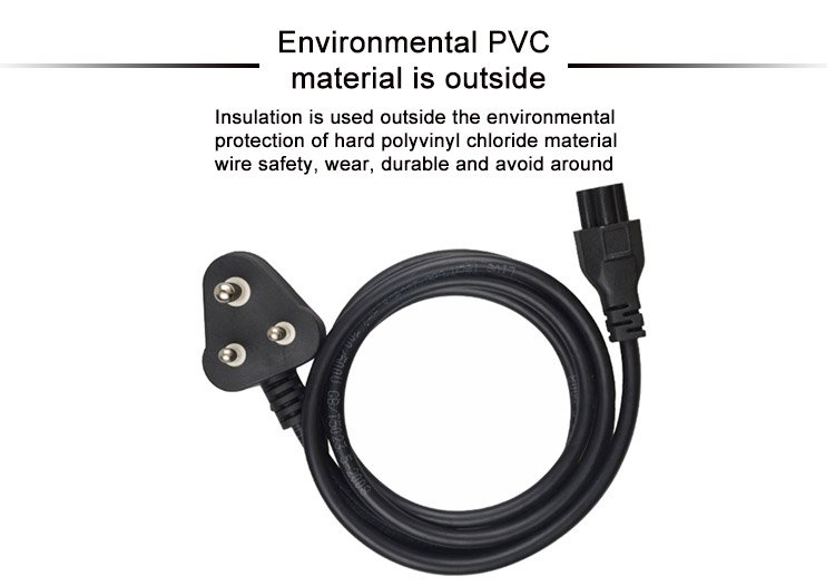 Durable Standard Copper Electrical Power Cord 3Pin Indian Power Cable