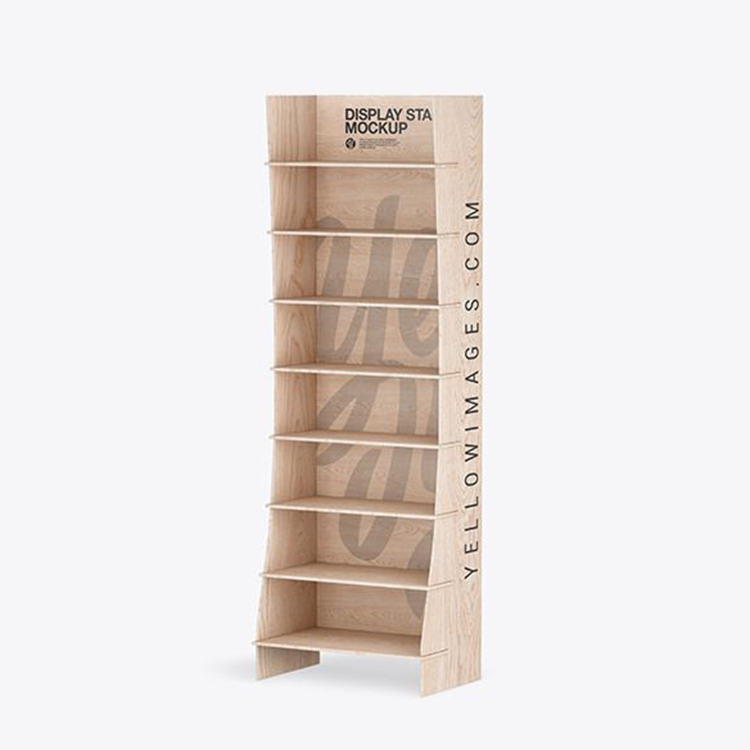 Box Beverages Floor Standing Display Stands Wood Display Stand With Shelves