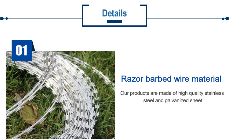 Anti Climb Razor Wire Galvanized Concertina Razor Blade Barbed Wire