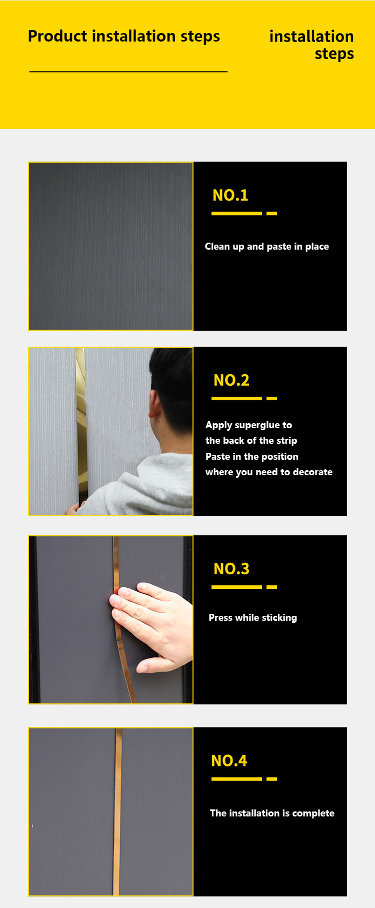 Jinhengsteel Wall Decorative Flat Tile Trims Metal Strips Stainless Steel