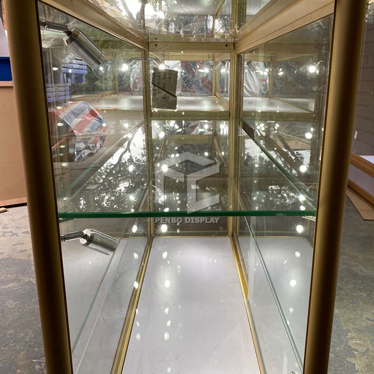Aluminum Glass Display Showcase Brushed Store Display Cabinet