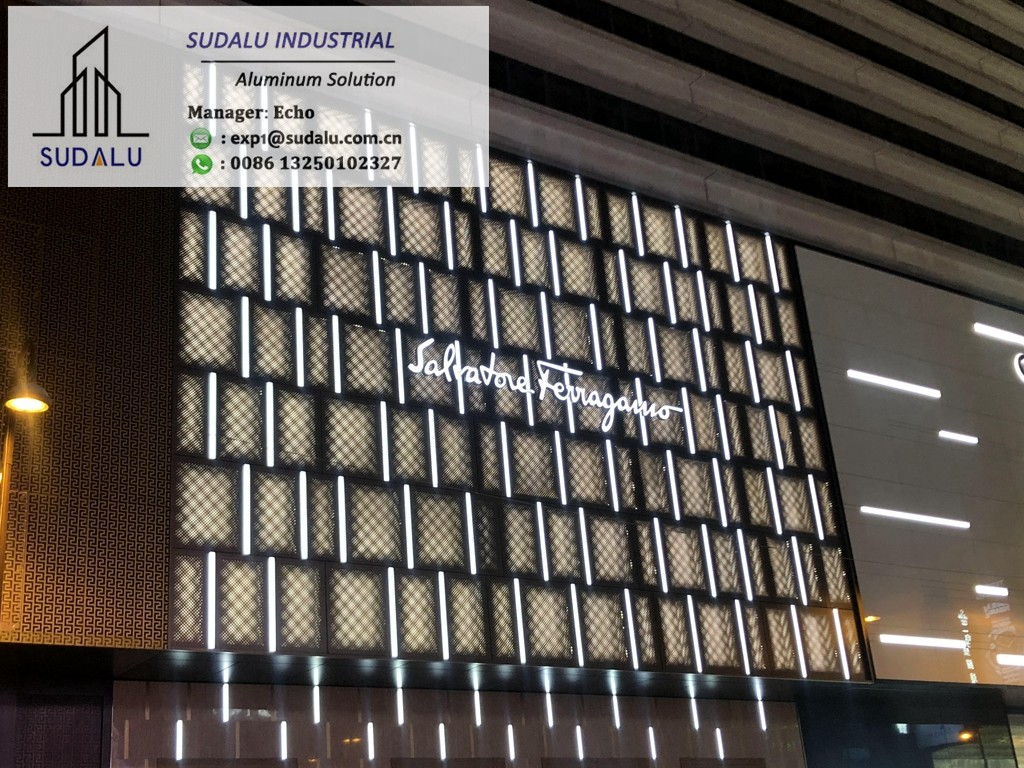 SUDALU Fashion Design Aluminum Perforated Panel For Building Facade Cladding Wall Aluminum Curvel Cut Panel