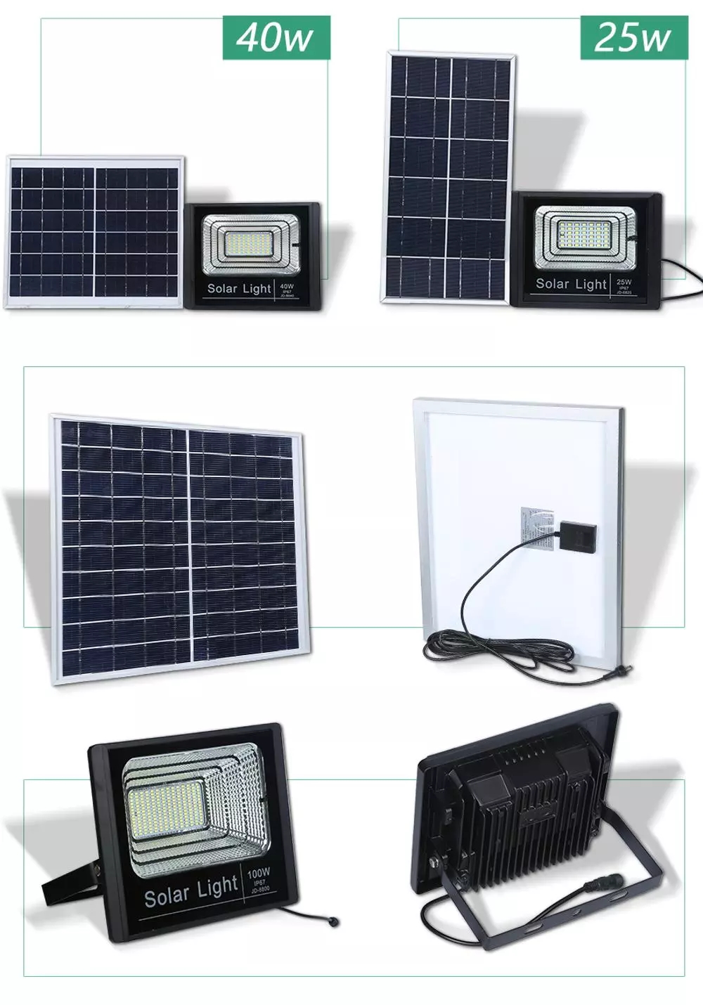 5000 Lumen Heavy Duty Outdoor Flood Lights ,100W Solar LED Flood Light