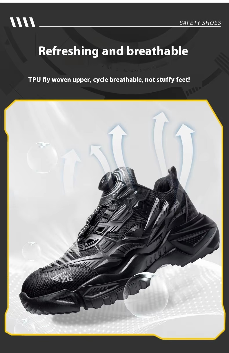 BOA Rotating Button Work Shoes Kevlar Midsole TPU Flying Knit For Enhanced Safety