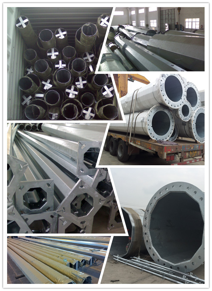 Anti Rust 220KV Polygonal Galvanized Electric Power Poles Steel Tubular