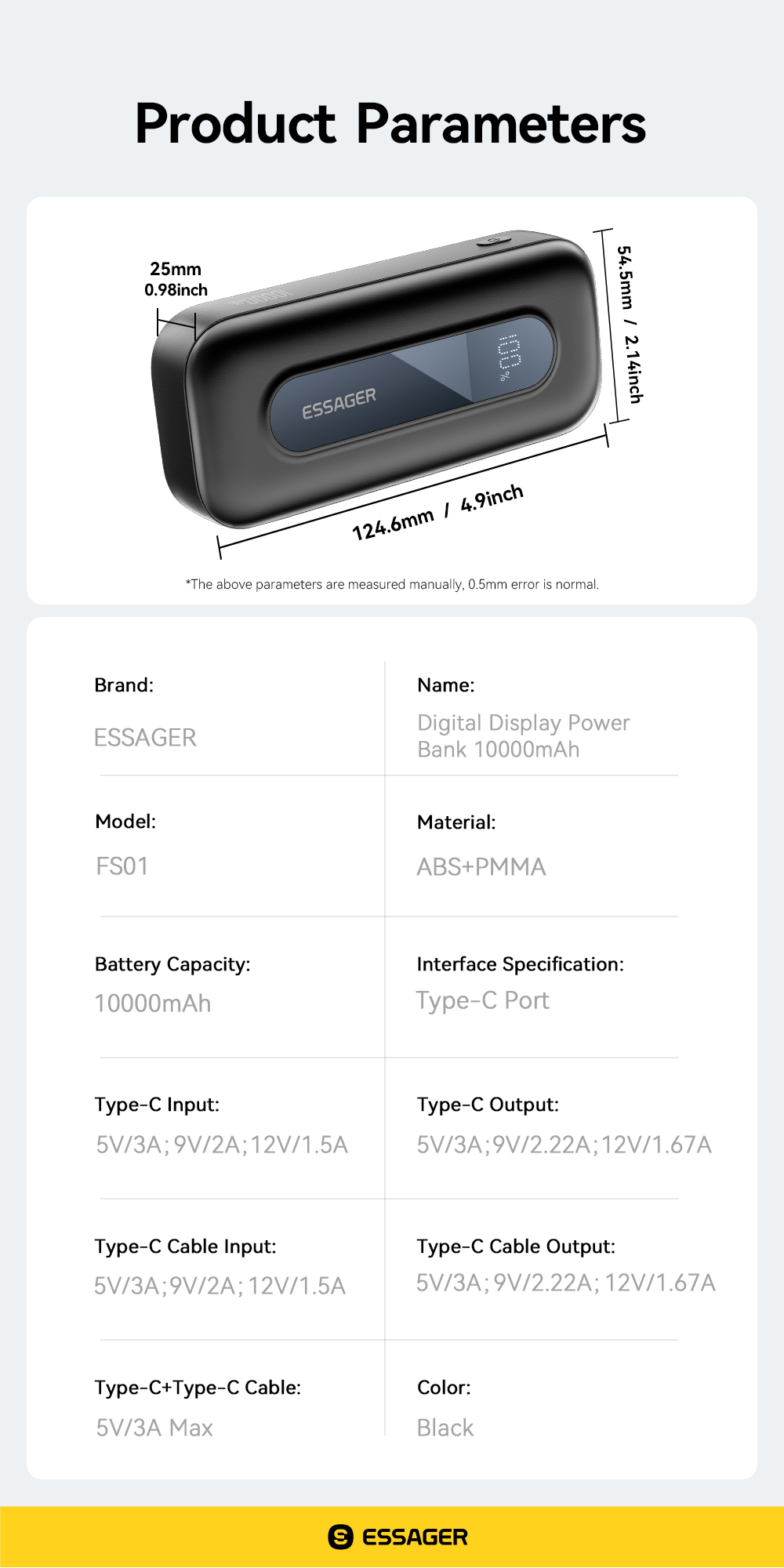 ESSAGER FS01 Series 1000 Mah USB-C Portable Charger Best Power Bank