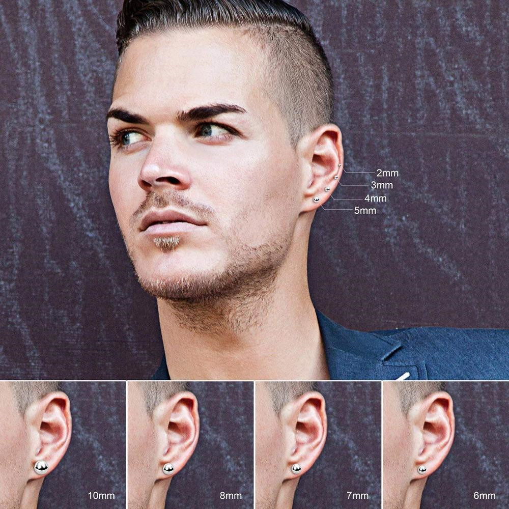 Wholesale New 316L Surgical Stainless Steel Round Ball Stud Earrings Assorted Sizes Hypoallergenic Pin for Men
