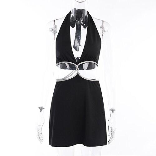 OEM maufactory sexy skirt spring new polyester sleeveless deep V beauty back