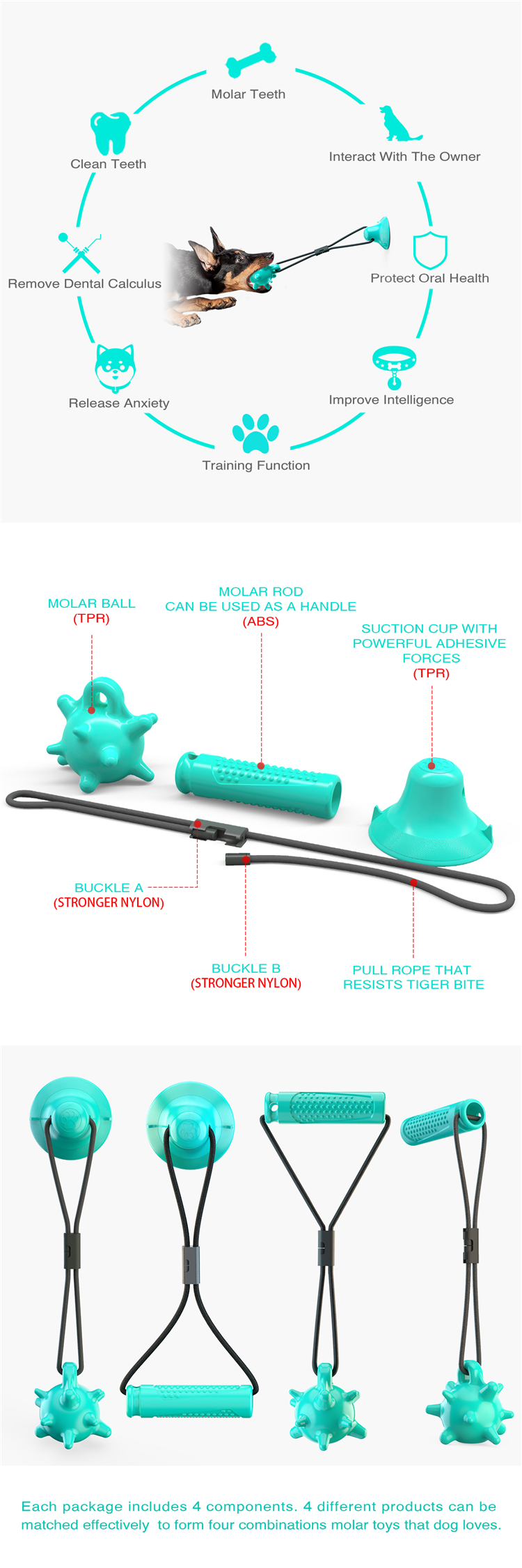 Outdoor Pet Multi Functional Chew Training Interactive Sticks Toys Dog Molar