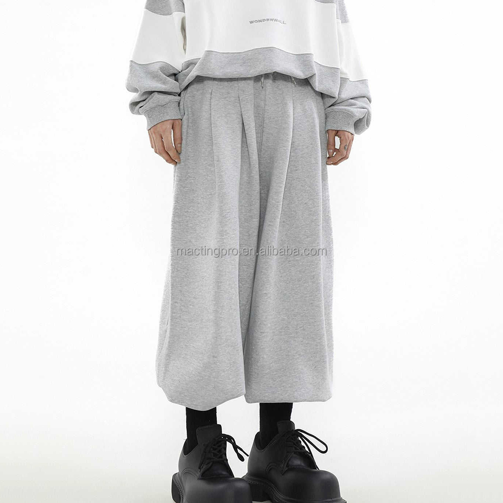 Mid Waist Custom Cotton French Terry Oversized Joggers for Men Knitted Weaving Method