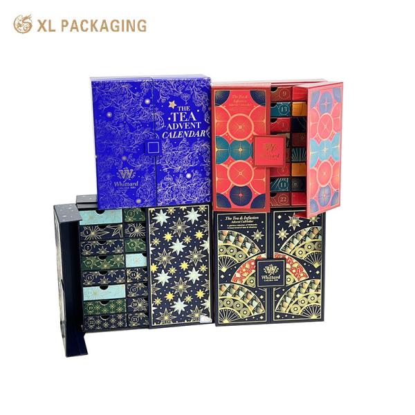 Custom Empty Christmas Advent Calendar Packaging Box Makeup Jewelry Box For