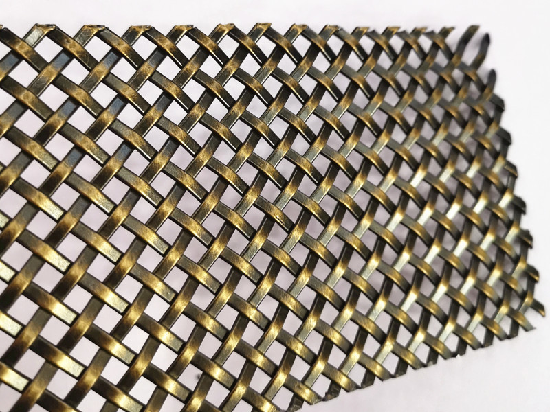 Antique Plated Woven Architectural Metal Mesh Fabric For Elevator Interior