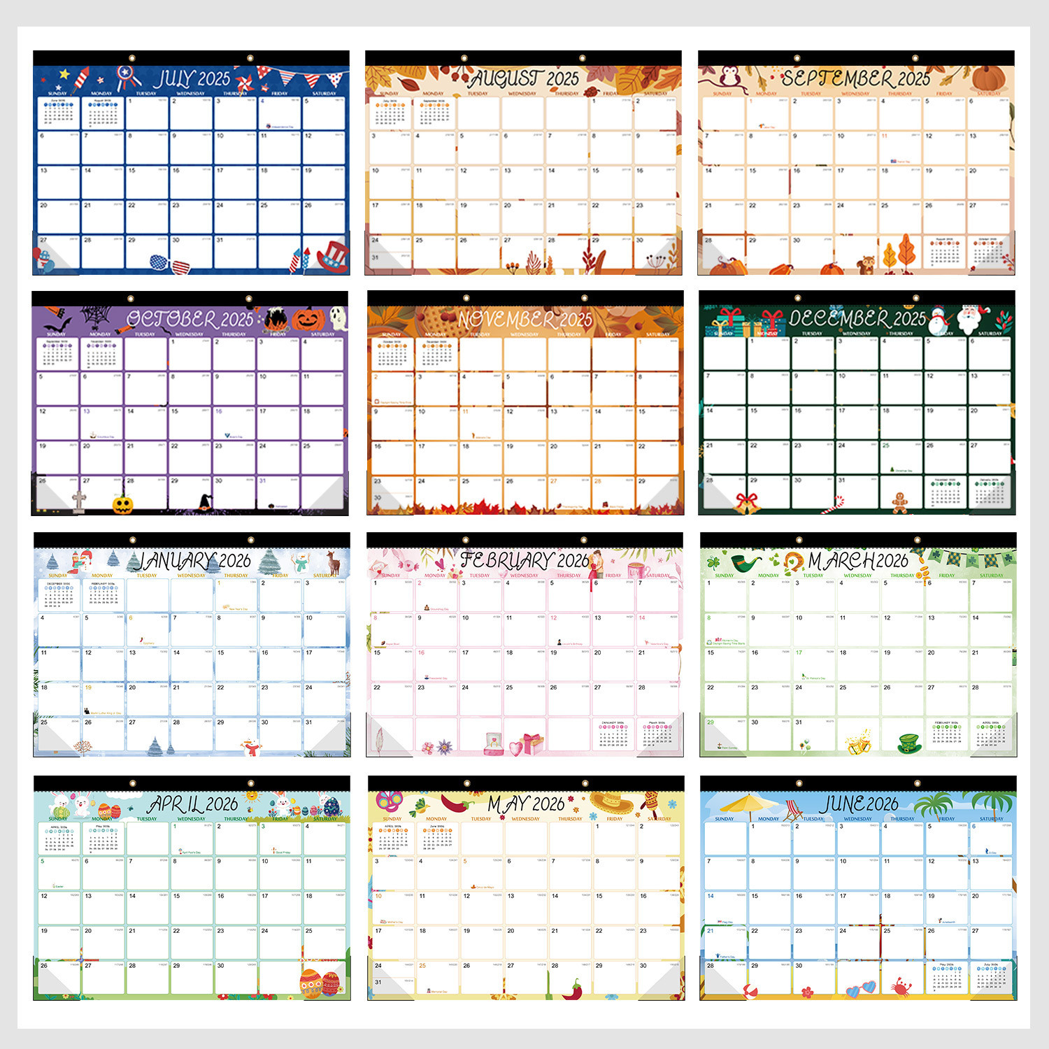 Glossy Paper Type Custom Wall Calendars For Business Needs
