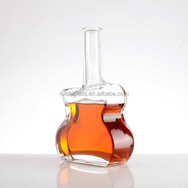 750ml Guitar Shaped Glass Bottles for Party Bar Super Flint Glass Vodka Wine