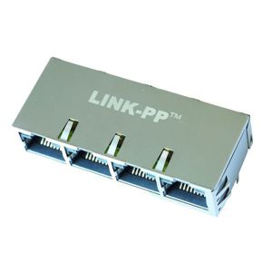 RTC-134AAK1A 1x4 Side Entry Multi - Port RJ45 Receptacle With LEDs LPJGF47405A8N