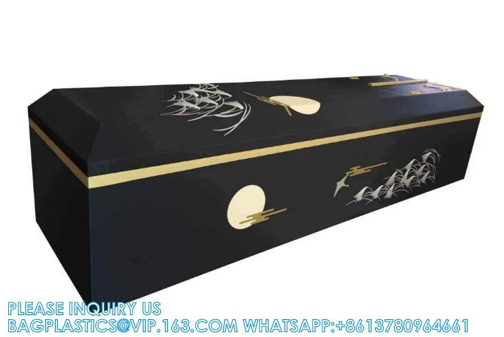 Japanese Plywood Casket Wooden Coffin With Flower Painting Casket Wooden Coffin OEM Japanese Wooden Coffin