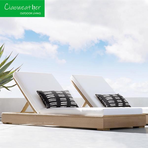 Modern Outdoor Furniture Beach Wood Sun Lounger Perfect for Hotel Patio Pool