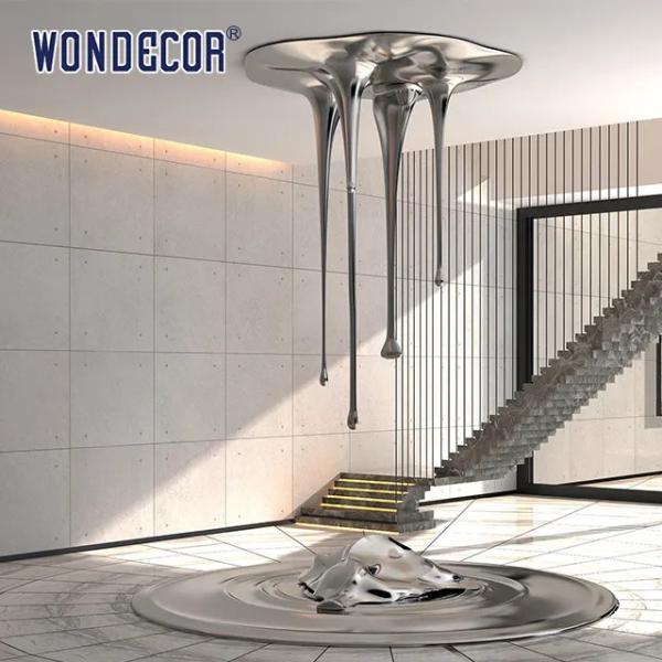 Quality Silvery Stainless Steel Wall Sculpture Water Drop Sculpture 170cm for sale