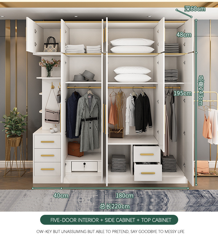 Multispace Bedroom Storage Wardrobe With Mirror Hinged Door