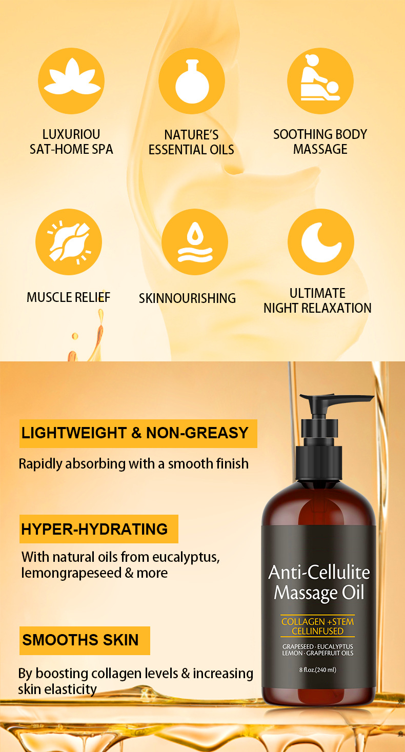 OEM Scented Argan Body Massage Oil Anti-Cellulite Weight Loss Skin Glow For Body Care