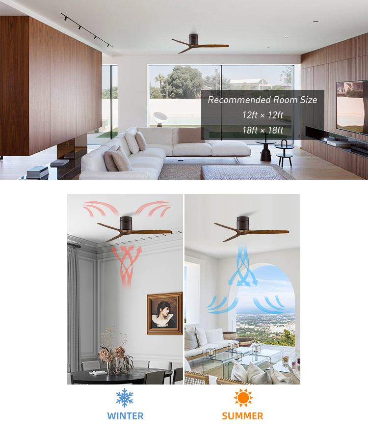 CE UL ROHS 18w Remote Silent Ceiling Fan With Light Bedroom Ceiling Fan Light