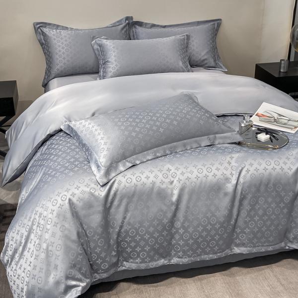 Polyester / Linen / Cotton Luxury Jacquard Bedding Sets Collections 4 Pcs