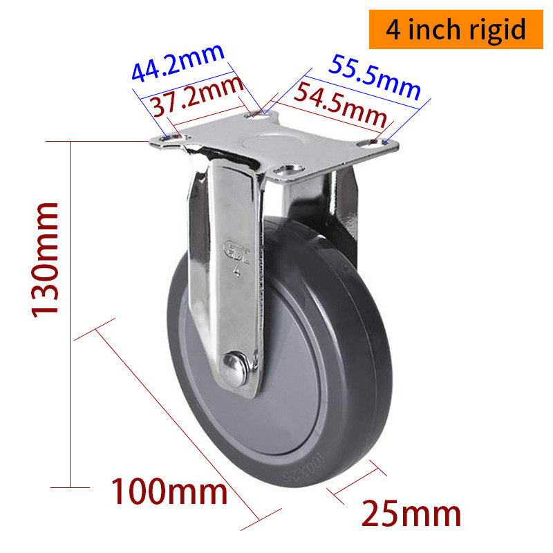 RoHS Grey Chrome Coating 4 Inch Castor Wheels 80kg Load Capacity