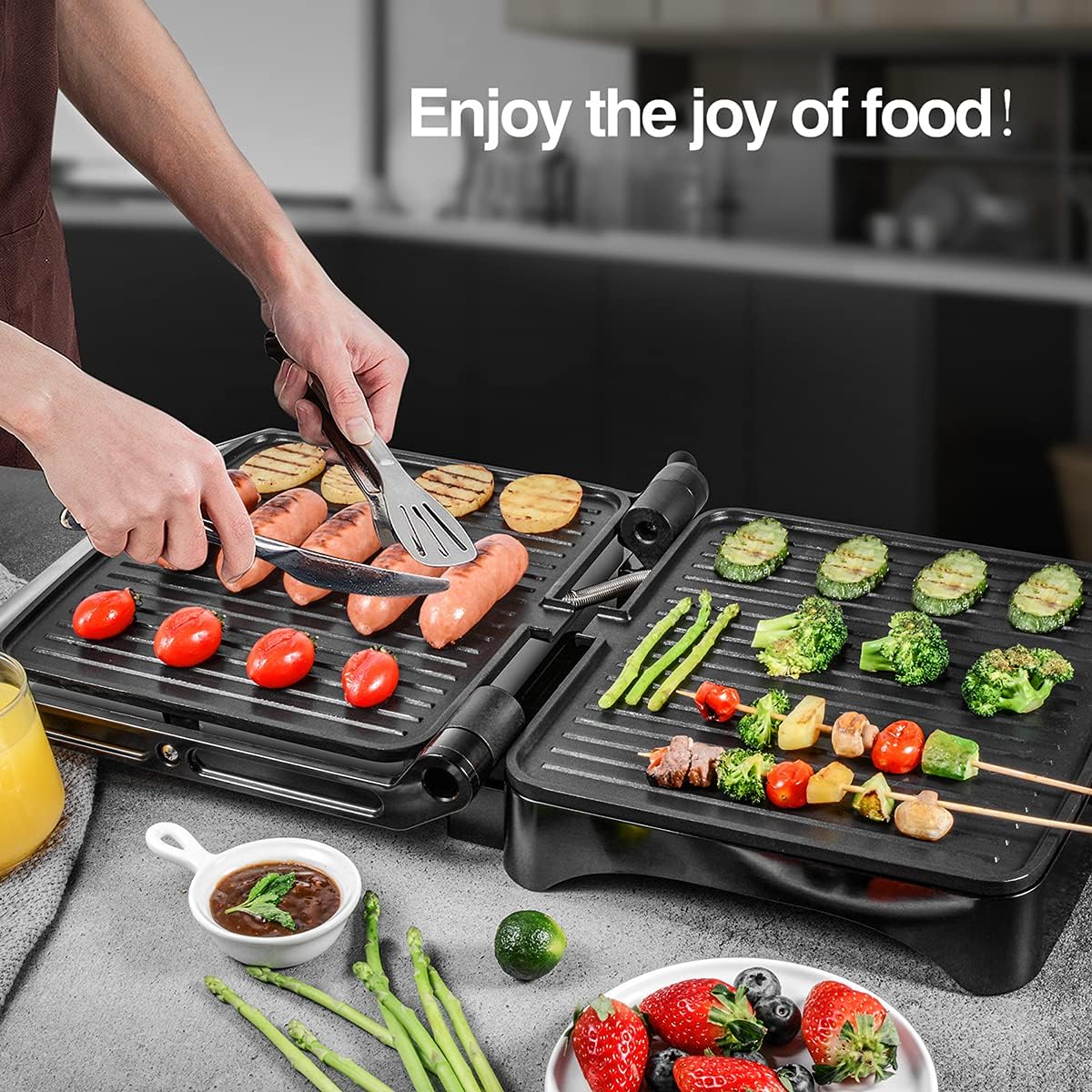 2000W Electric Digital Big Contact BBQ Smokeless Grill Home Cooking Appliance Detachable 4/6 Slice Panini Maker