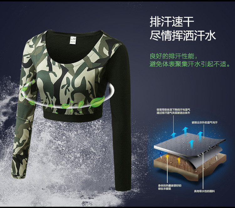Army Military Camouflage Tactical Women Long Sleeve Fitness T-Shirt
