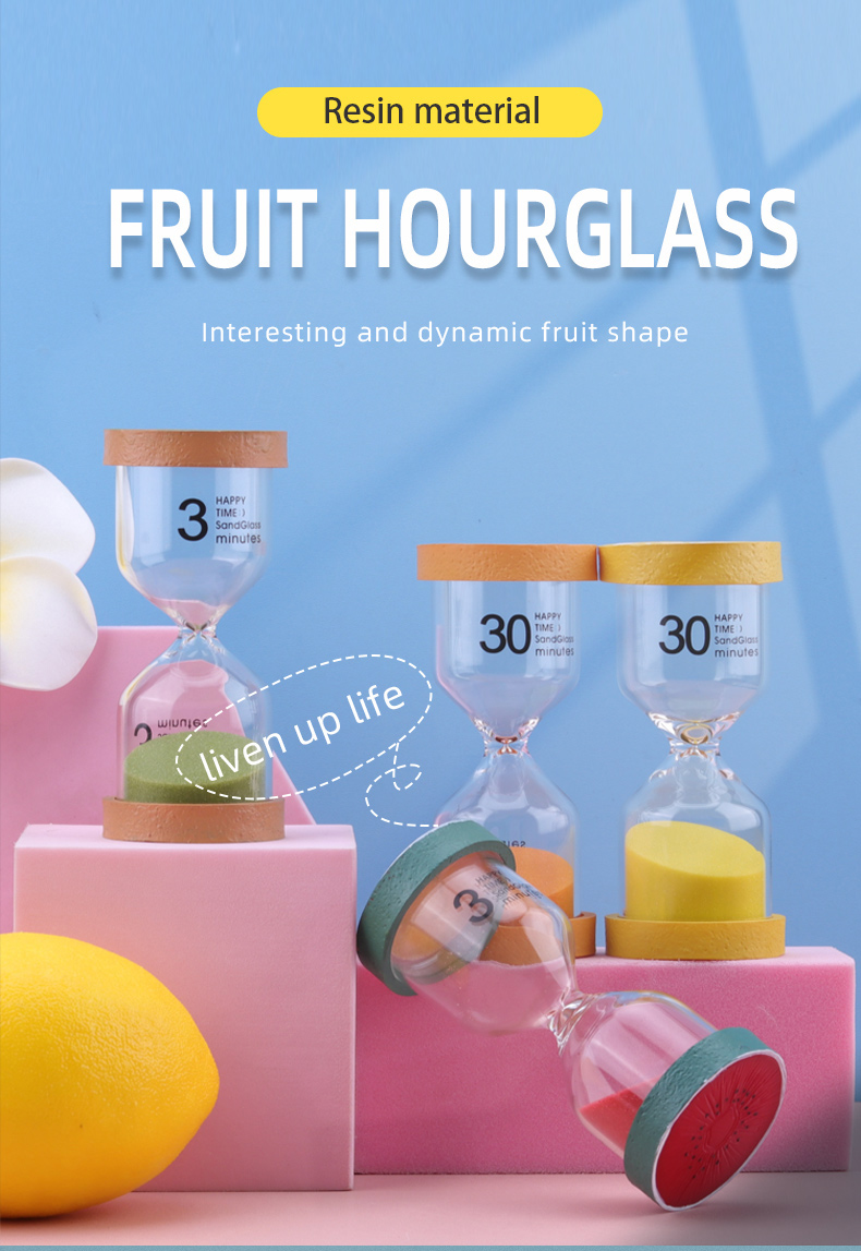 Home Decor Resin Yoga Hourglass Shaped Fruit Mini Hourglass Timer