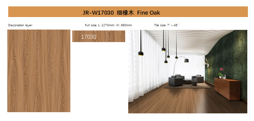 High Stability 5.5mm SPC Click Flooring 1220x183mm Fine Oak Burlywood Wood Grain GKBM JR-W17030