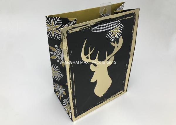 Small / Large Xmas Gift Bags , Paper Christmas Goodie Bags Full Gold Hot