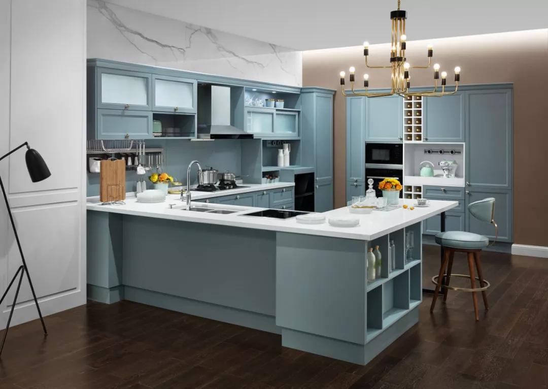 Wall Mounted Unit Eco-Friendly Navy Blue Kitchen Cabinet Melamine Board Construction