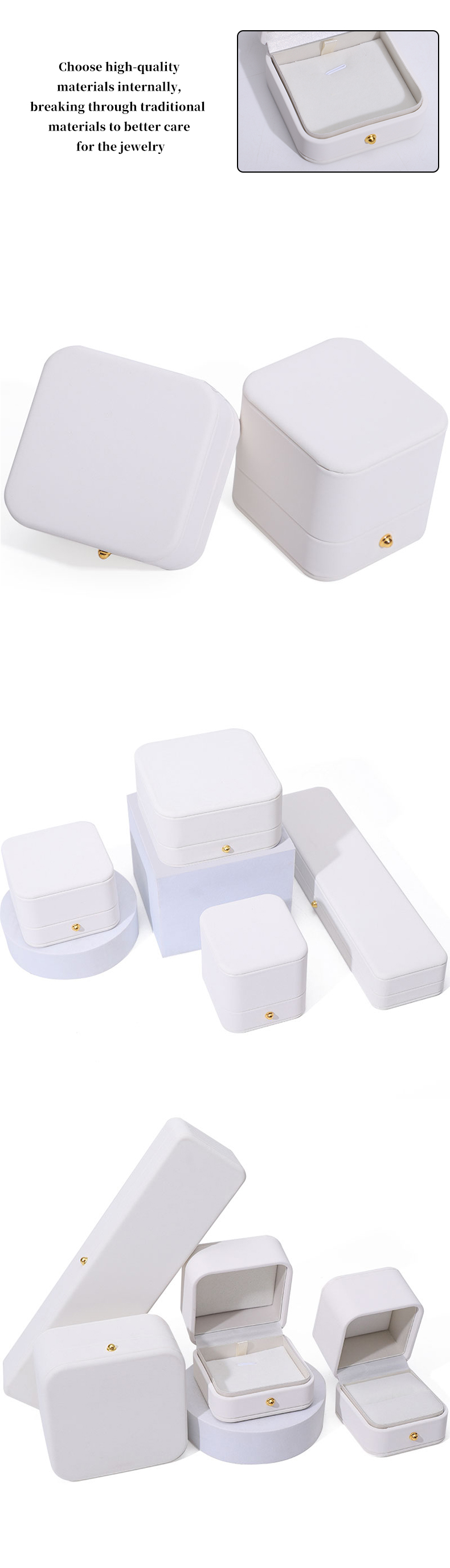 Thick Sponge Silk Necklace Leather Jewelry Box with Custom Logo Rectangle Shape Design
