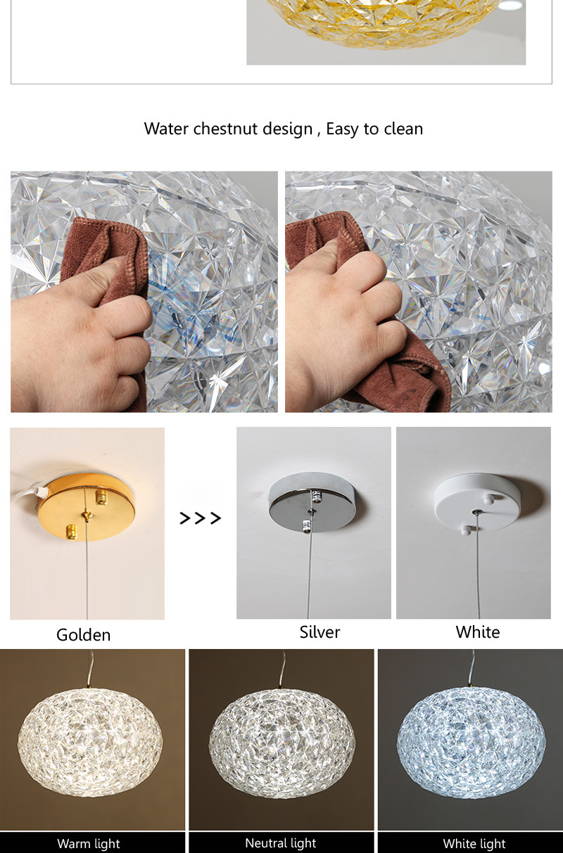 Post Modern Living room Acrylic Oval Ball Chandelier Bedroom Planet Suspension Lamp(WH-MI-385)