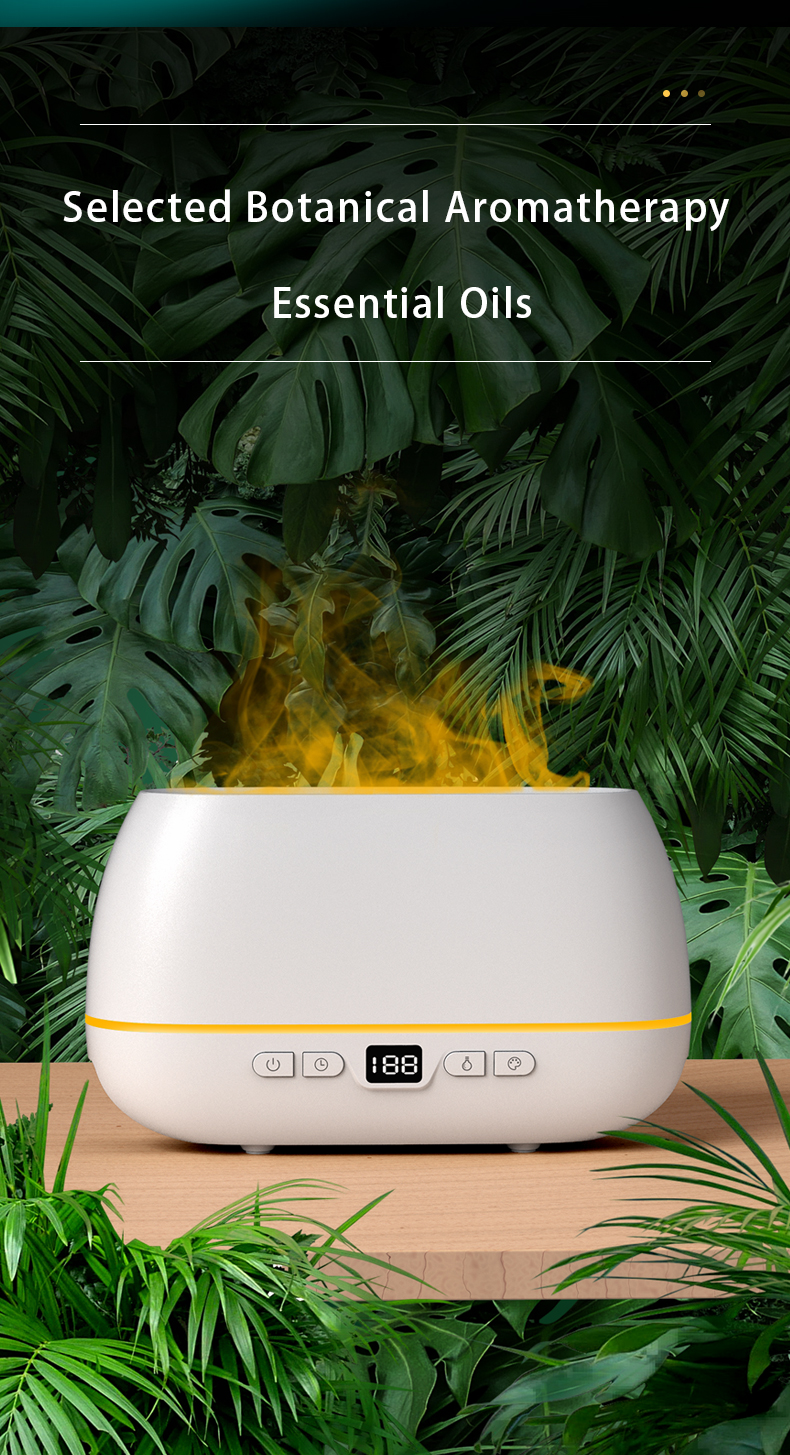 2023 New Design Ultrasonic Flame Diffuser 200ml RGB Light Flame Humidifier With Remote Controller Aroma Diffuser For Household