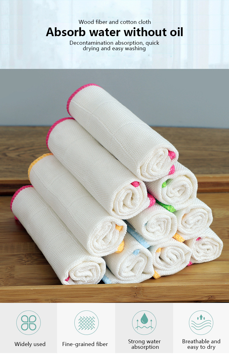 Bamboo Wood Fiber Kitchen Towels Square Shape Customizable Logo Cotton Dish Towels