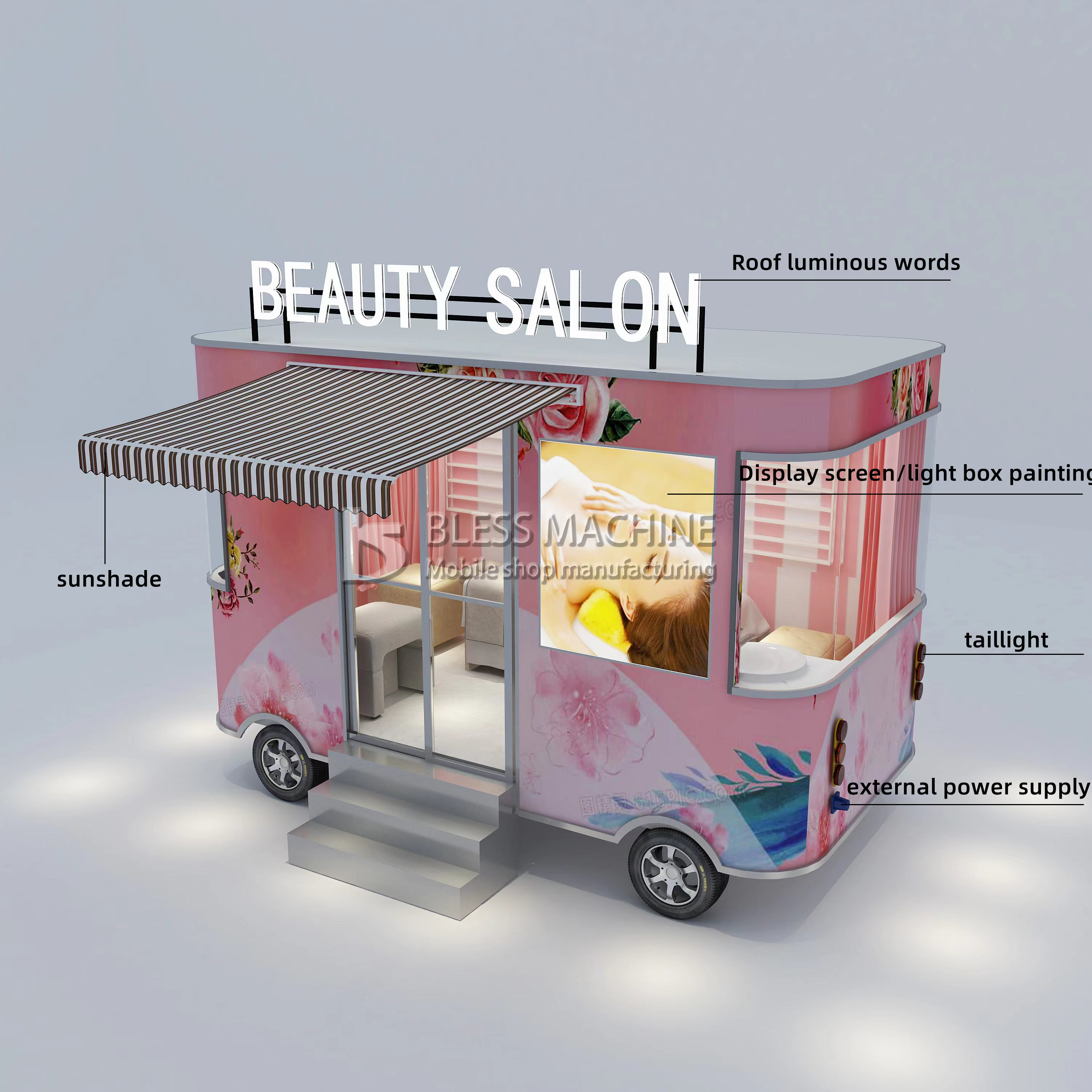 2022 Outlet Cosmetology Hairdressing Manicure Electric Mobile Beauty Salon Truck