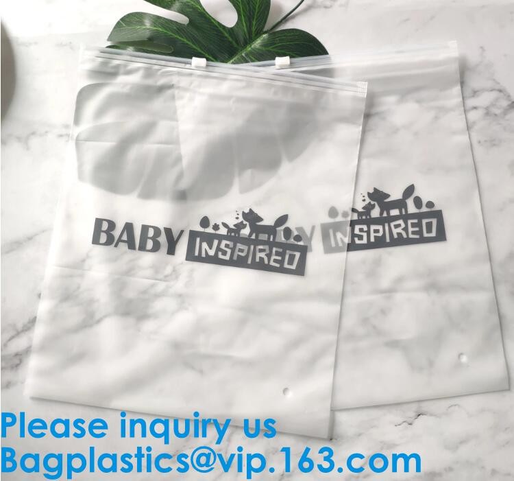 Transparent PVC Biodegradable Custom Frosted Slider Zipper Pouch For Bikini Swimwear Clothing Plastic Packaging Zip lockk