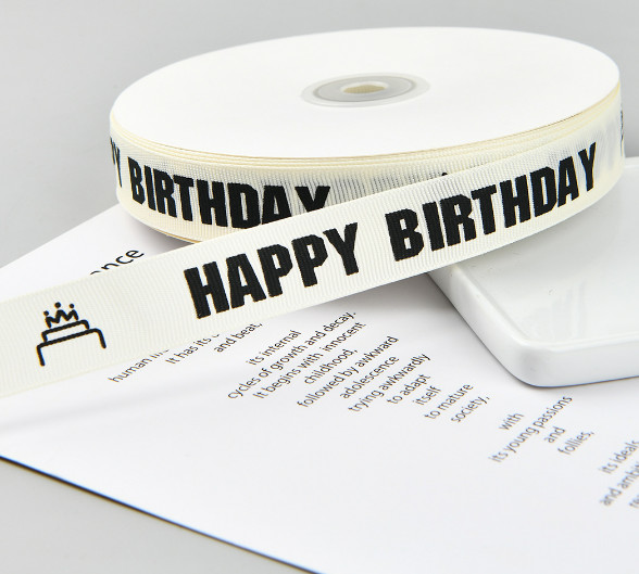 INS Style Rib Beige Birthday Cake Gift Wrap Ribbon English Bouquet Decoration Ribbon