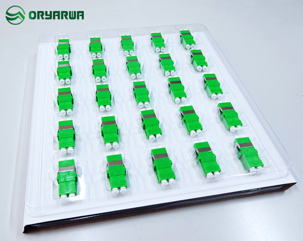 Green Ope Shape LC APC Duplex Adapter Single Mode With Shutter