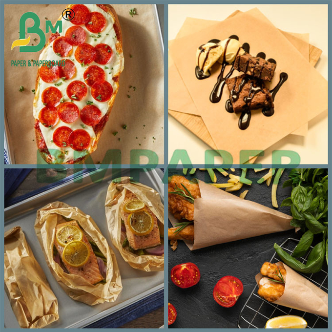 34g 635mm Width Food Grade Unbleached Coat Paper With Greaseproof Silicones
