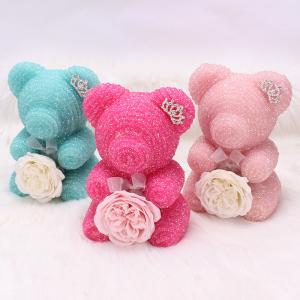  New Style 25cm Roses Bear Diamond Bear Decorated With Crown Include Gift Boxes Manufactures